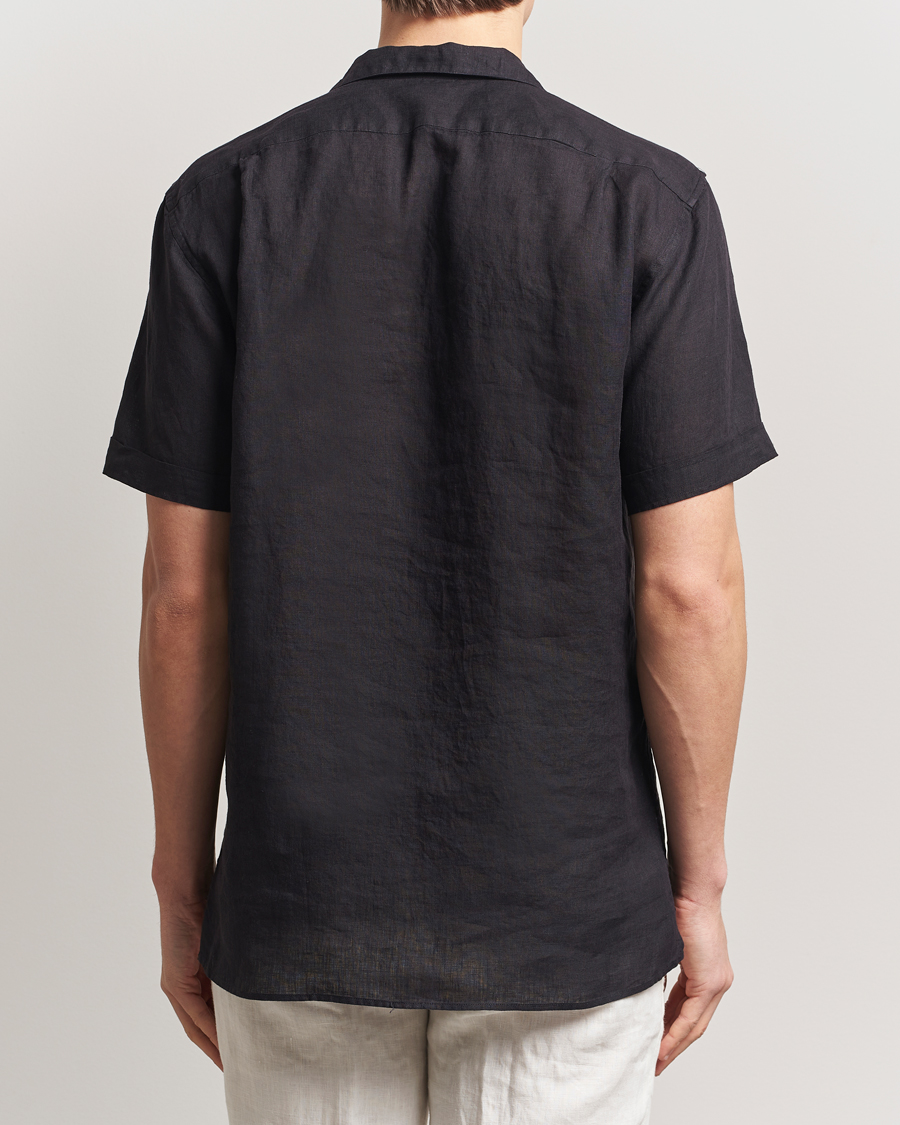 Uomini | Camicie | Stenströms | Short Sleeve Linen Shirt Black