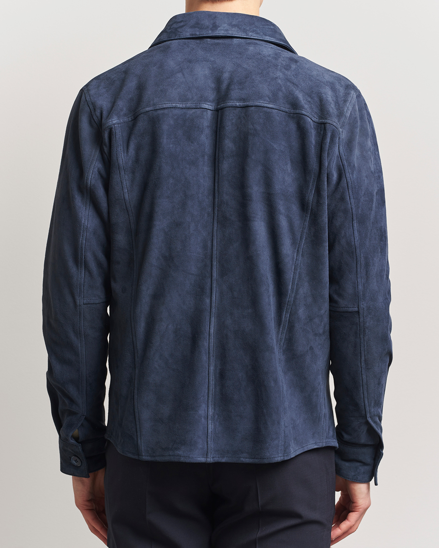 Uomini | Giacche | Stenströms | Suede Overshirt Navy
