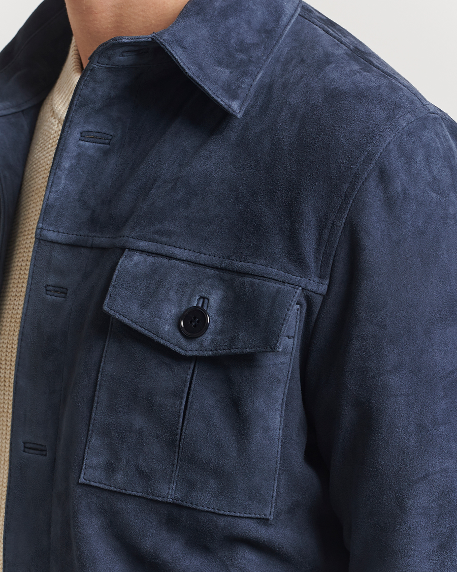 Uomini | Giacche | Stenströms | Suede Overshirt Navy