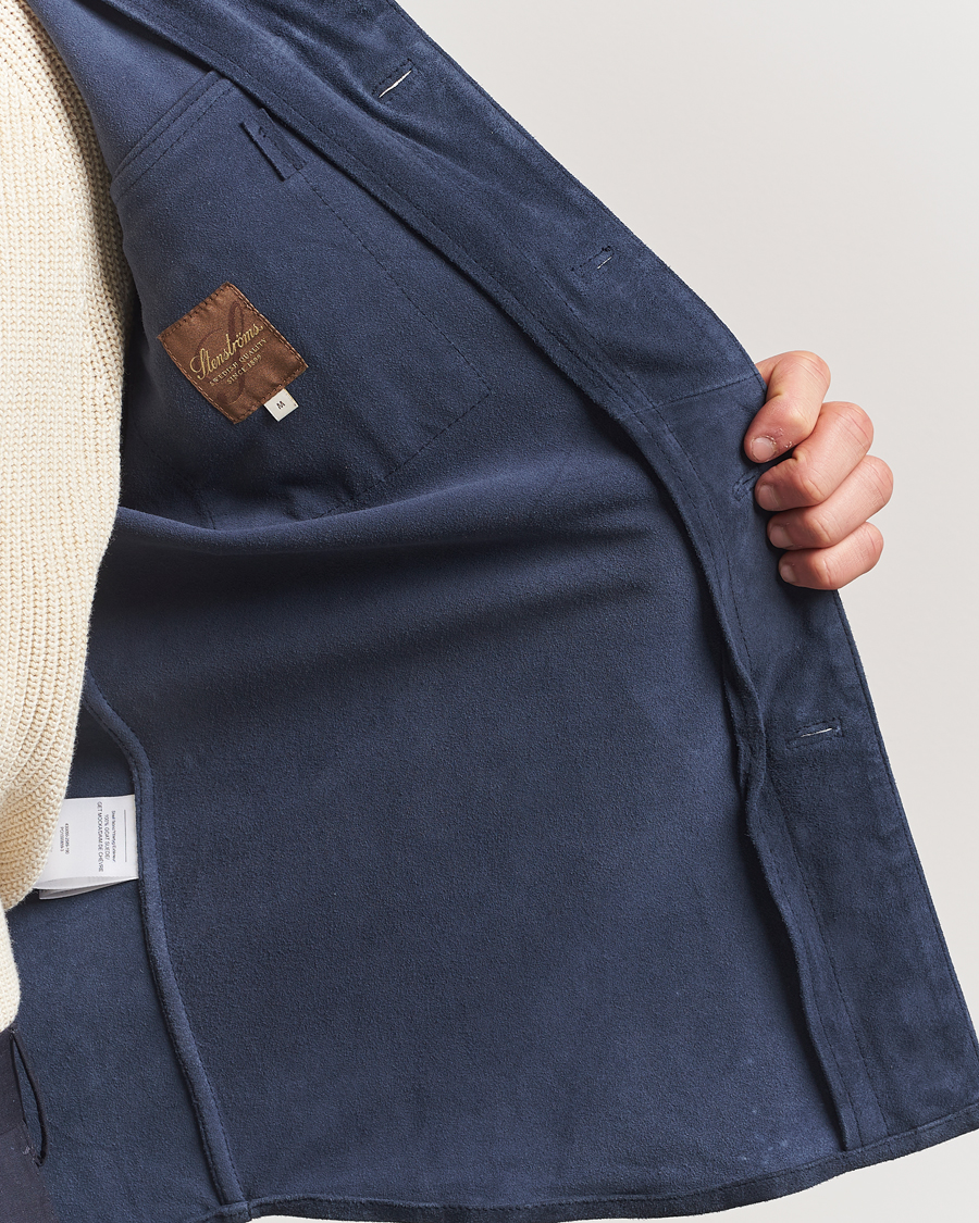 Uomini | Giacche | Stenströms | Suede Overshirt Navy