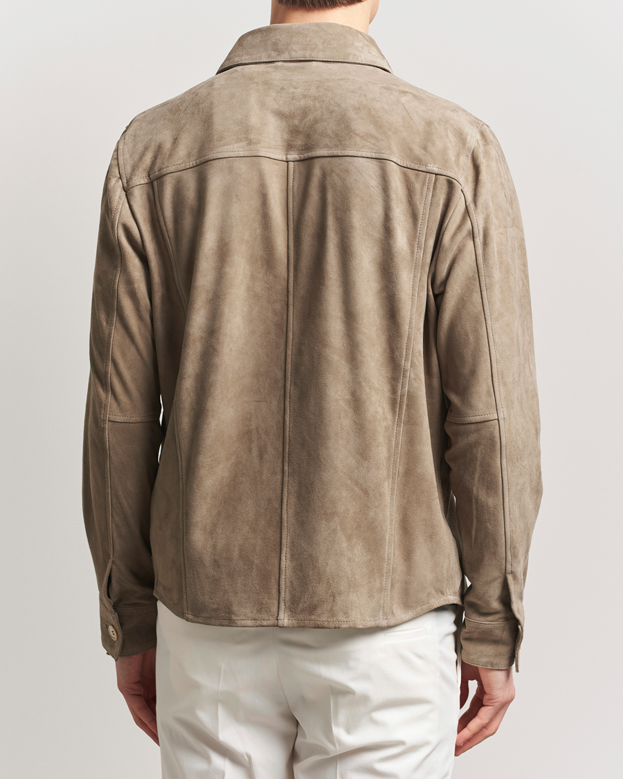 Uomini | Giacche | Stenströms | Suede Overshirt Taupe