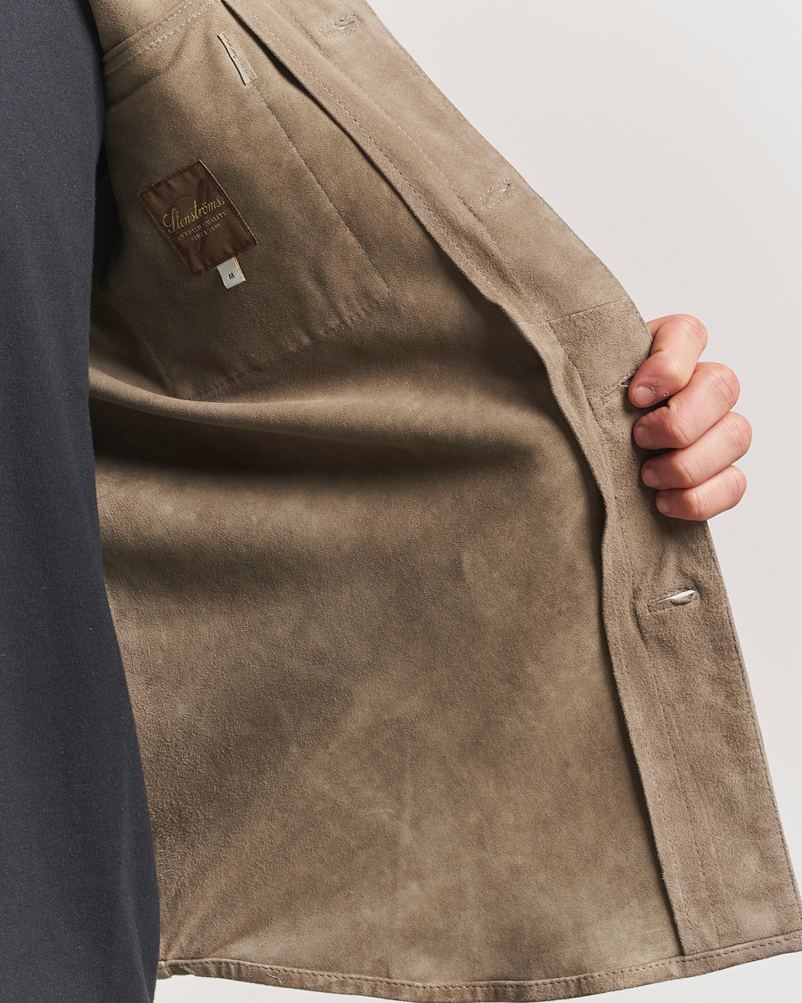 Uomini | Giacche | Stenströms | Suede Overshirt Taupe