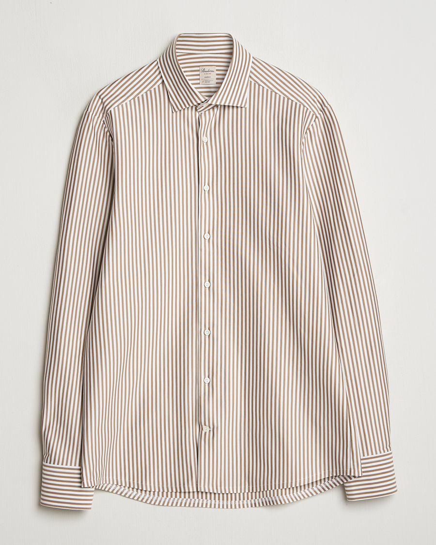 Uomini | Camicie | Stenströms | Striped Jersey Shirt Beige