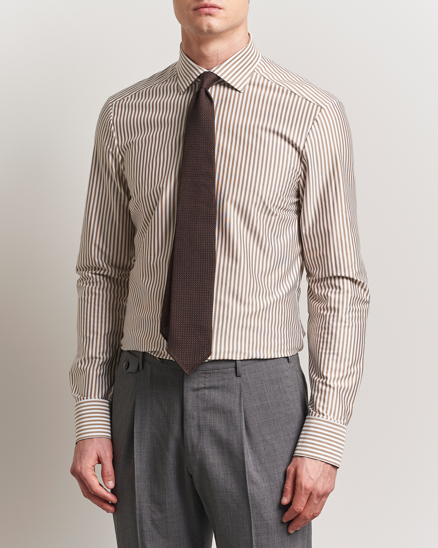 Uomini | Camicie | Stenströms | Striped Jersey Shirt Beige