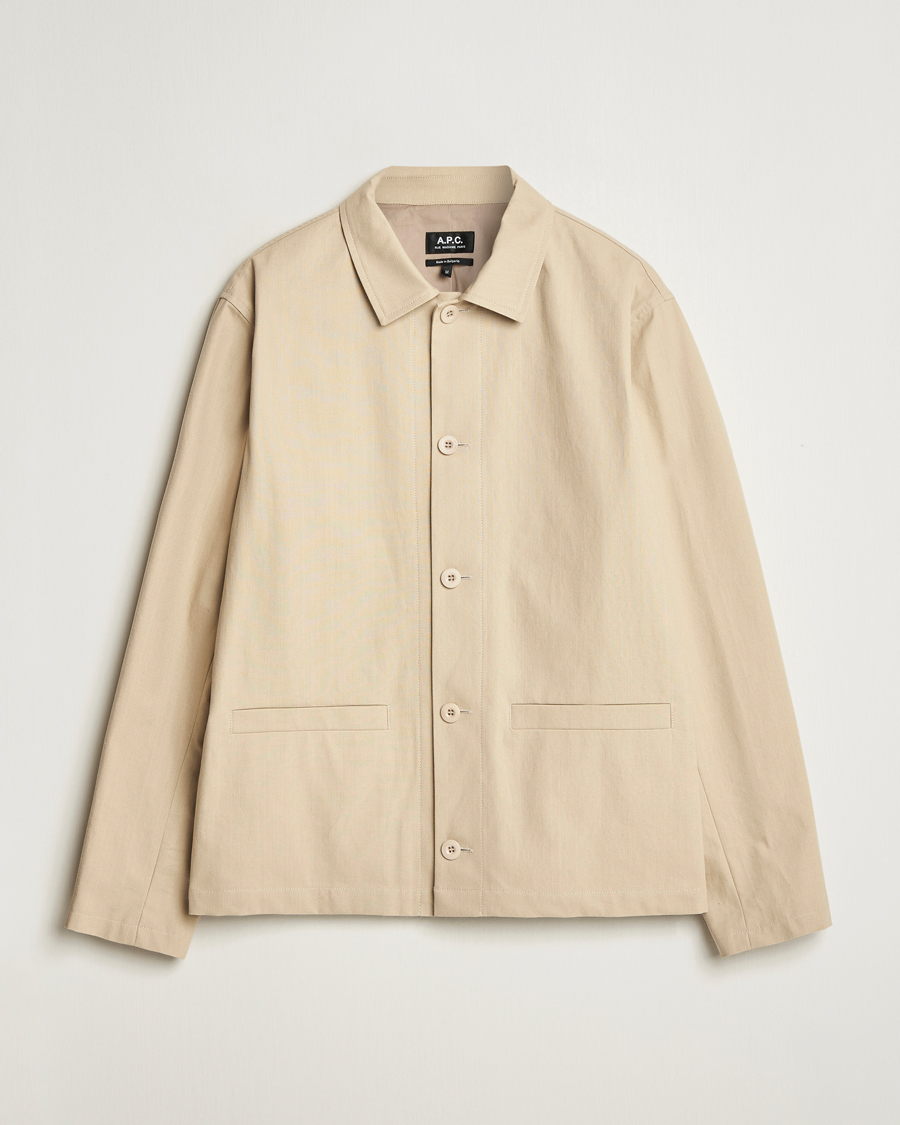 Uomini | Giacche | A.P.C. | Rodney Textured Cotton Overshirt Beige