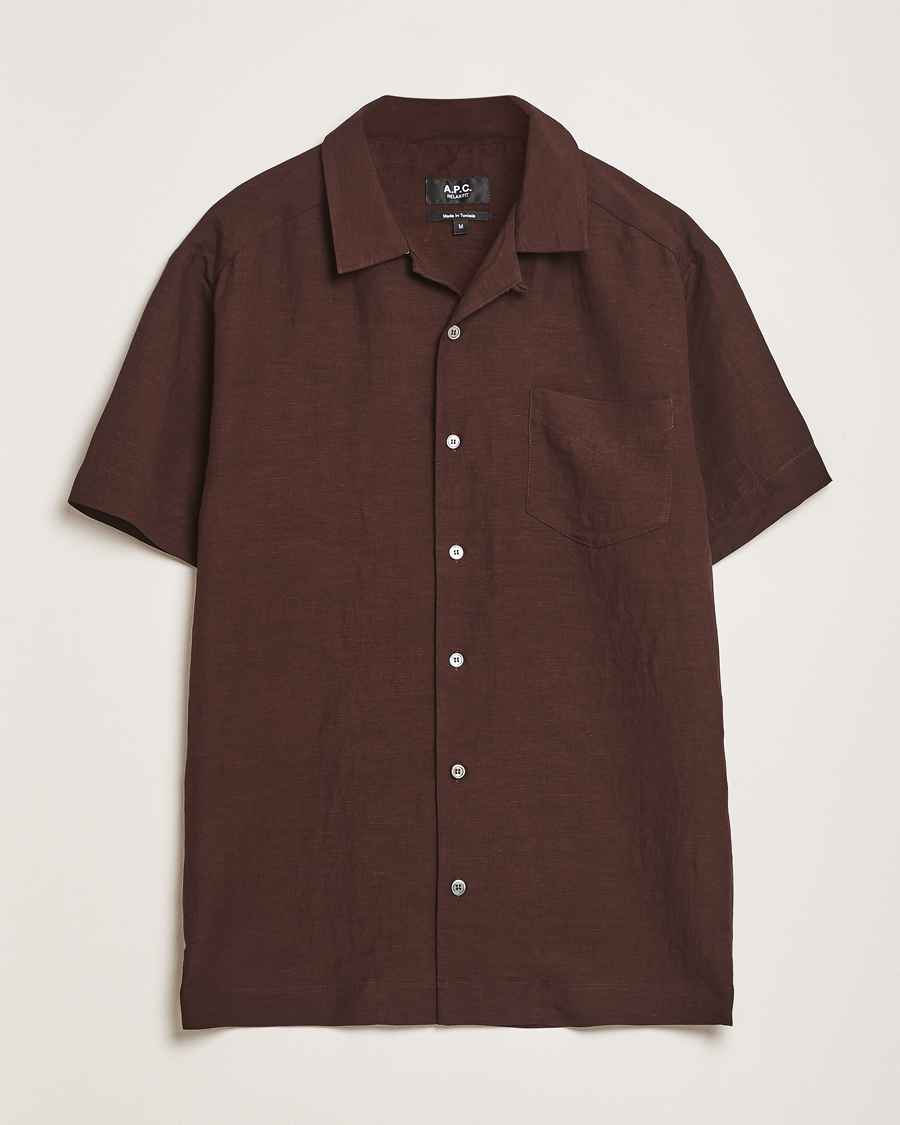 Uomini | Camicie | A.P.C. | Roy Woven Short Sleeve Shirt Brown