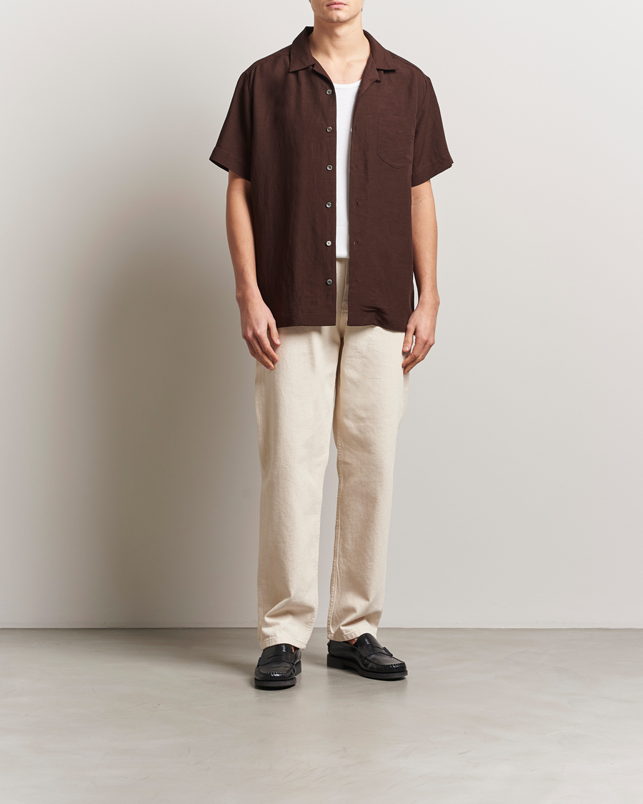 Uomini | Camicie | A.P.C. | Roy Woven Short Sleeve Shirt Brown