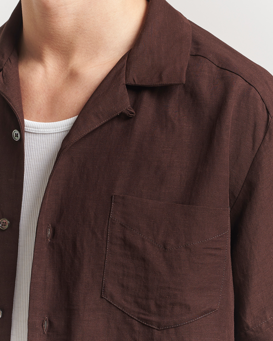 Uomini | Camicie | A.P.C. | Roy Woven Short Sleeve Shirt Brown