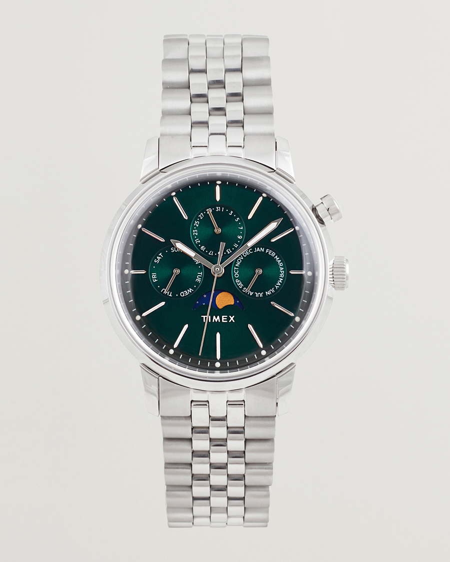 Uomini | Timex Marlin Moon Phase Quartz Steel 40mm Green Dial | Timex | Marlin Moon Phase Quartz Steel 40mm Green Dial