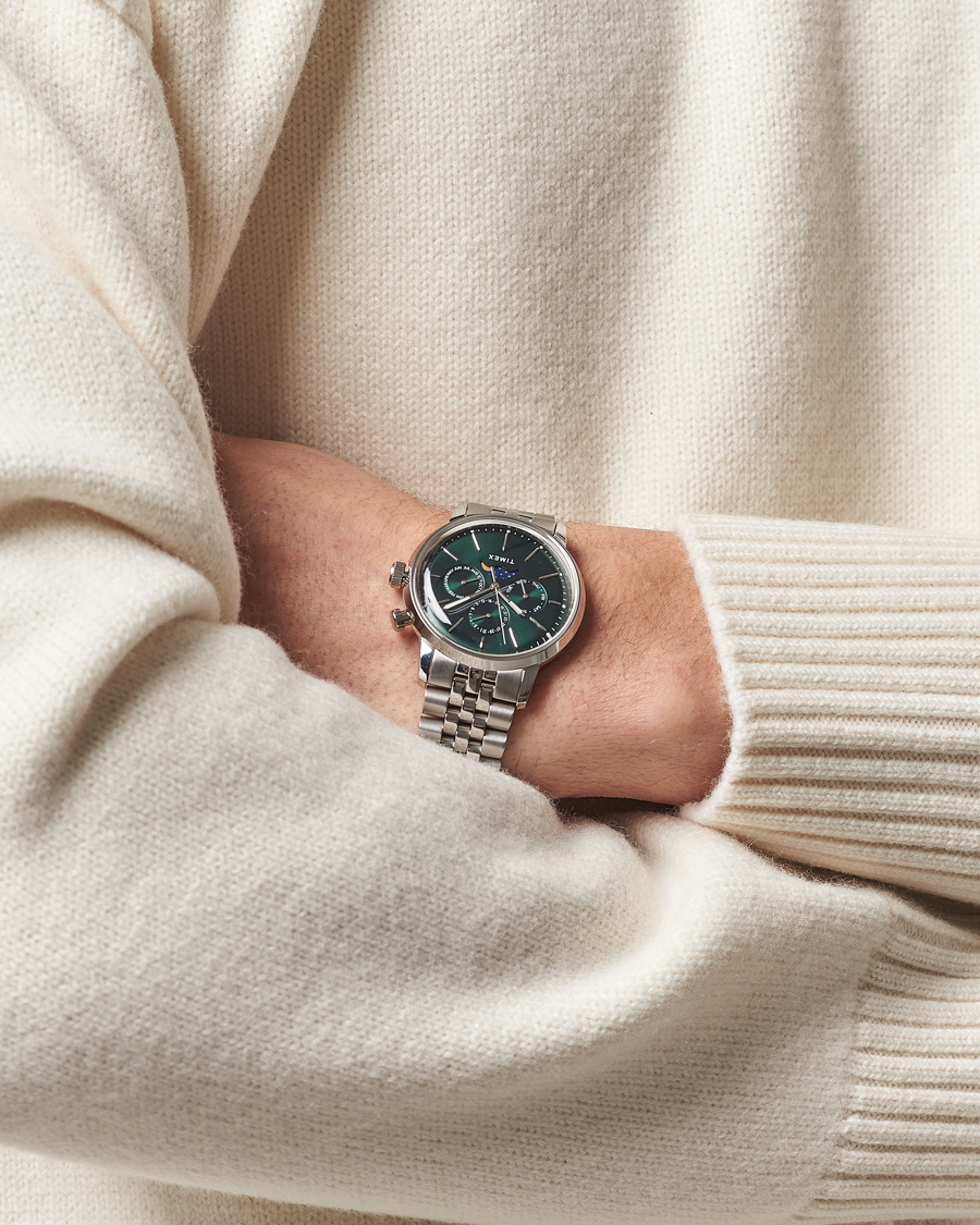 Uomini | Timex Marlin Moon Phase Quartz Steel 40mm Green Dial | Timex | Marlin Moon Phase Quartz Steel 40mm Green Dial