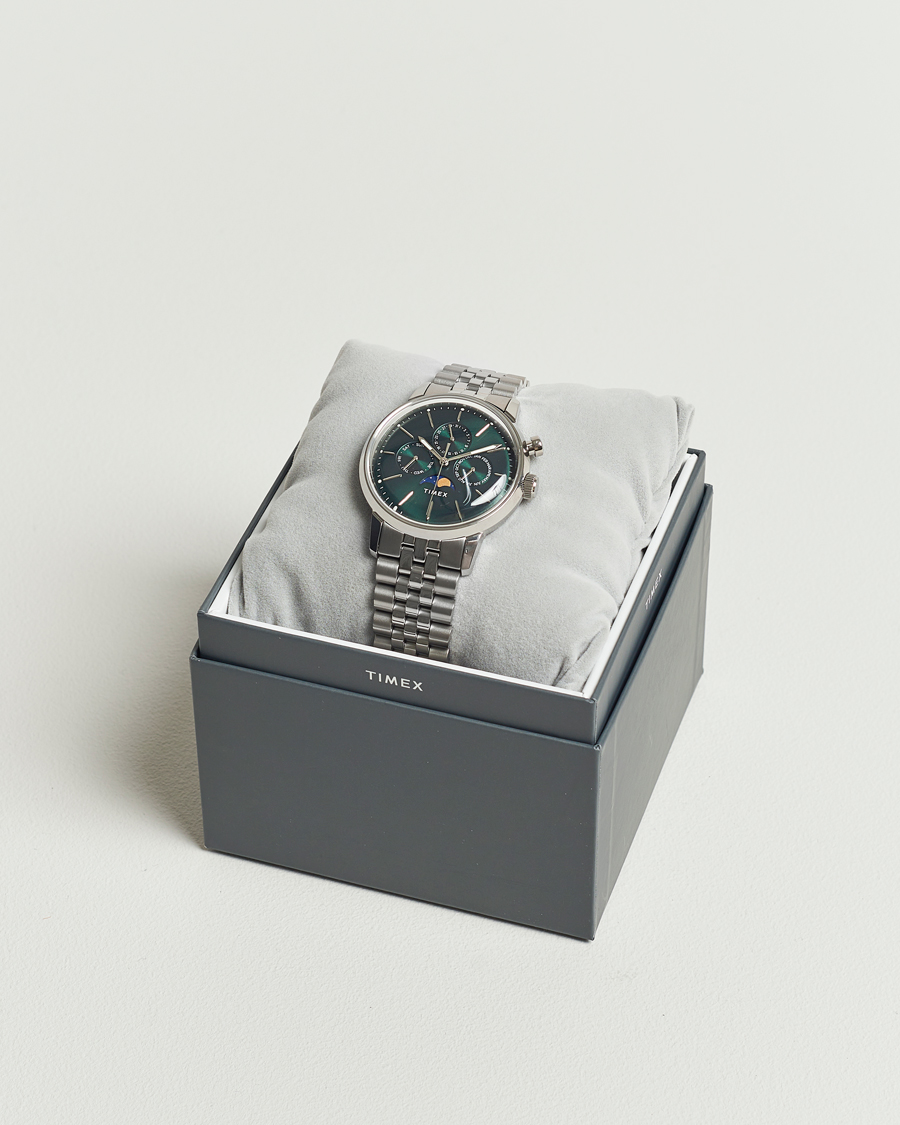 Uomini | Timex Marlin Moon Phase Quartz Steel 40mm Green Dial | Timex | Marlin Moon Phase Quartz Steel 40mm Green Dial