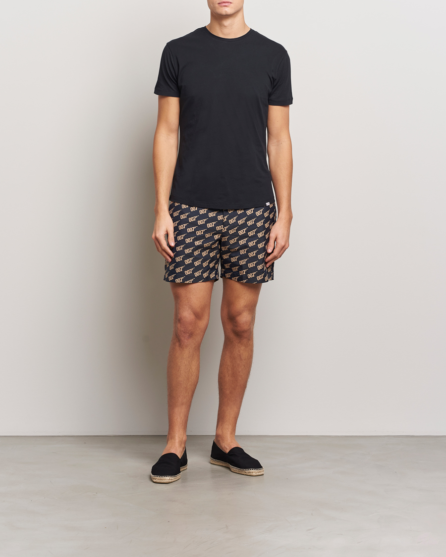 Uomini | Costumi da bagno | Orlebar Brown | Bulldog Jaquard 007 Monogram Swimshorts Black