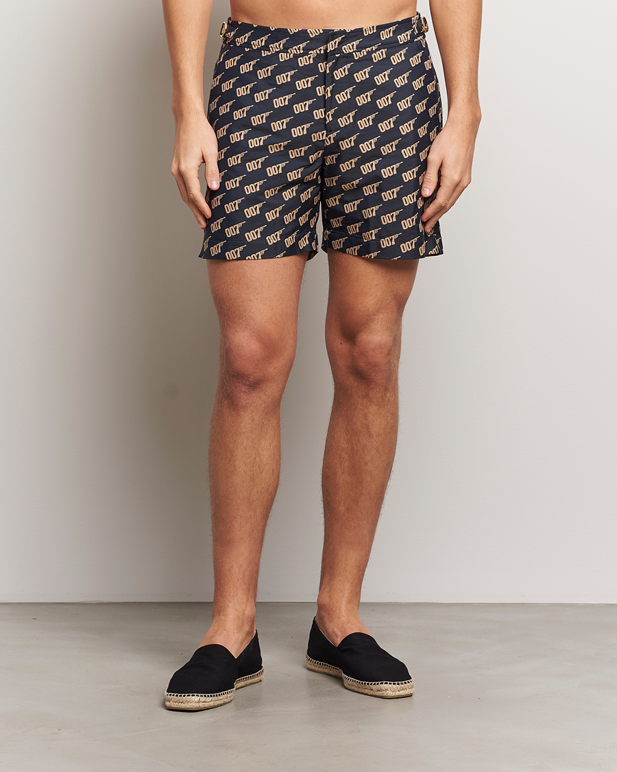 Uomini | Costumi da bagno | Orlebar Brown | Bulldog Jaquard 007 Monogram Swimshorts Black