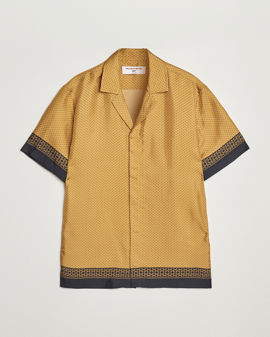 Uomini | Camicie | Orlebar Brown | Maitan Silk Gold Bullion Shirt Gold/Black