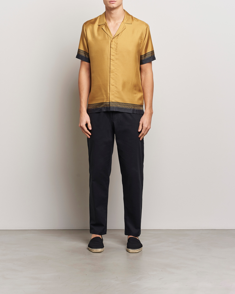 Uomini | Camicie | Orlebar Brown | Maitan Silk Gold Bullion Shirt Gold/Black