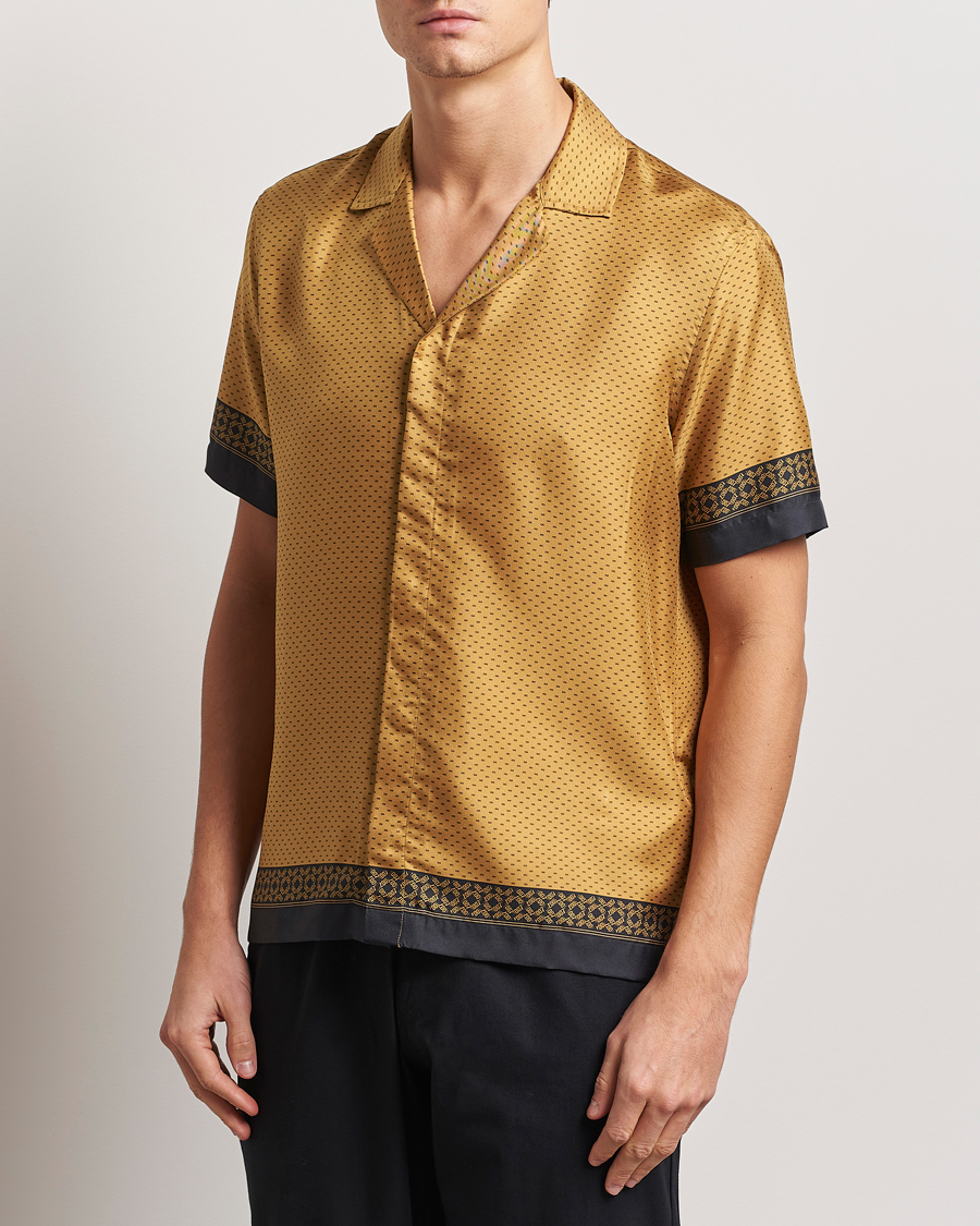 Uomini | Camicie | Orlebar Brown | Maitan Silk Gold Bullion Shirt Gold/Black