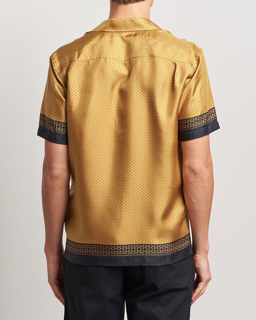 Uomini | Camicie | Orlebar Brown | Maitan Silk Gold Bullion Shirt Gold/Black