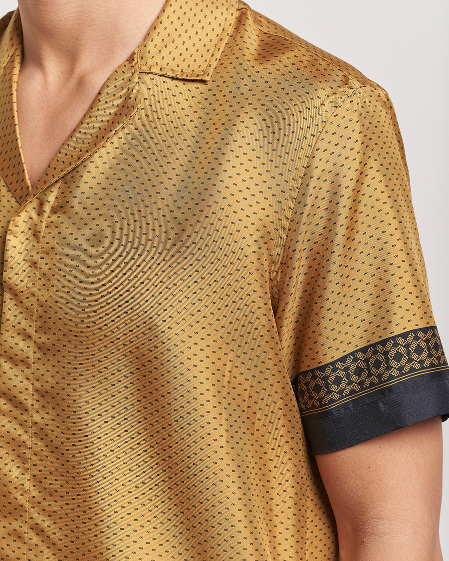 Uomini | Camicie | Orlebar Brown | Maitan Silk Gold Bullion Shirt Gold/Black