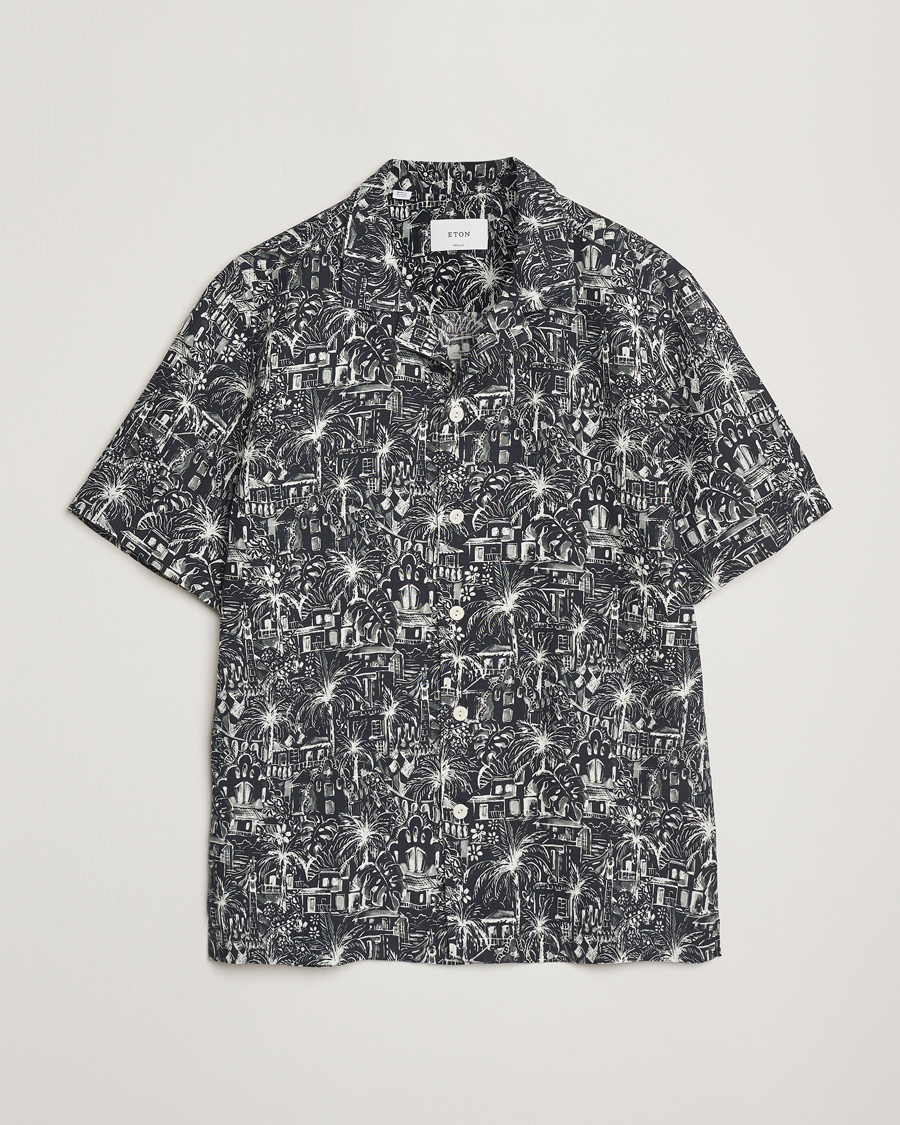 Uomini | Camicie | Eton | Resort Printed Short Sleeve Shirt Black