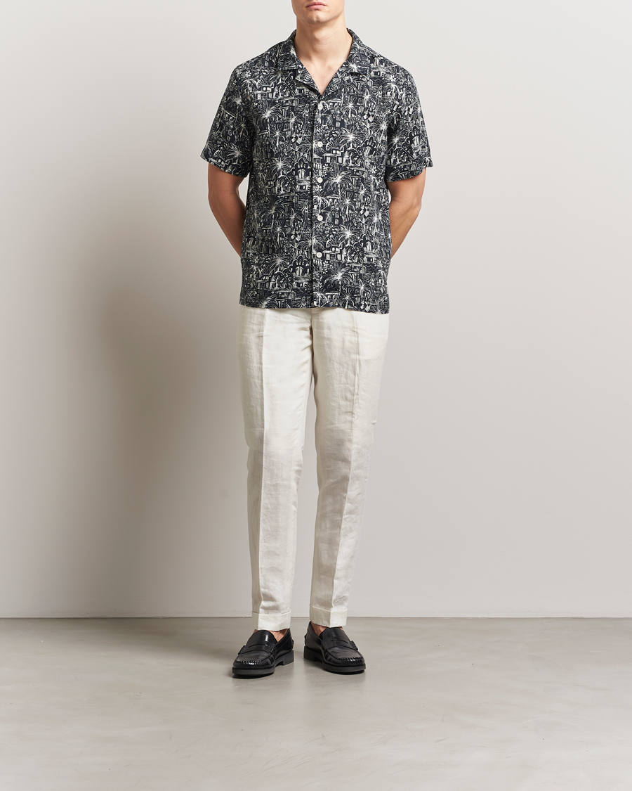 Uomini | Camicie | Eton | Resort Printed Short Sleeve Shirt Black