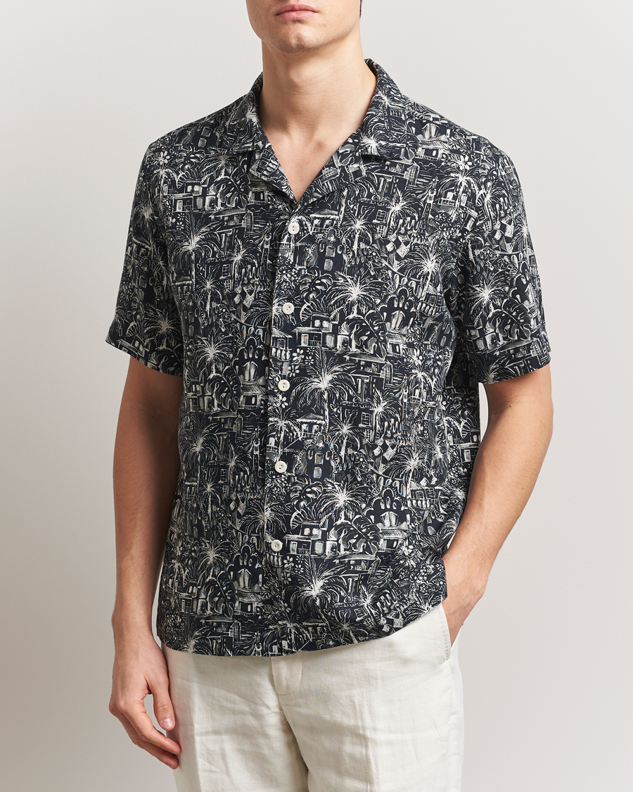 Uomini | Camicie | Eton | Resort Printed Short Sleeve Shirt Black