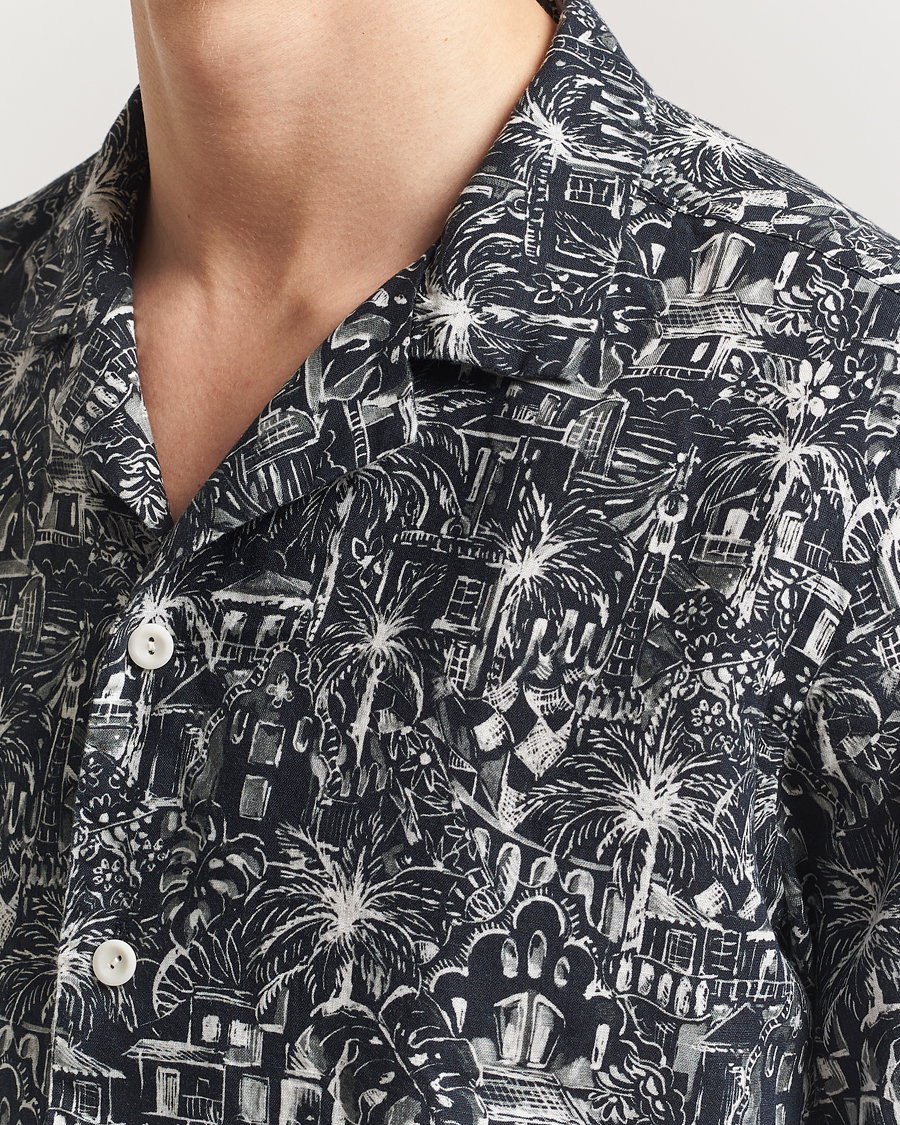 Uomini | Camicie | Eton | Resort Printed Short Sleeve Shirt Black