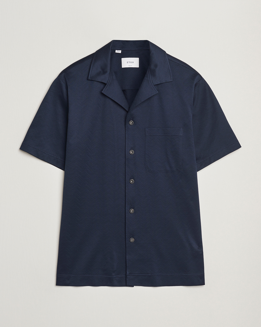 Uomini | Camicie | Eton | Filo Di Scozia Short Sleeve Shirt Navy Blue