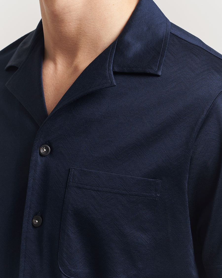 Uomini | Camicie | Eton | Filo Di Scozia Short Sleeve Shirt Navy Blue