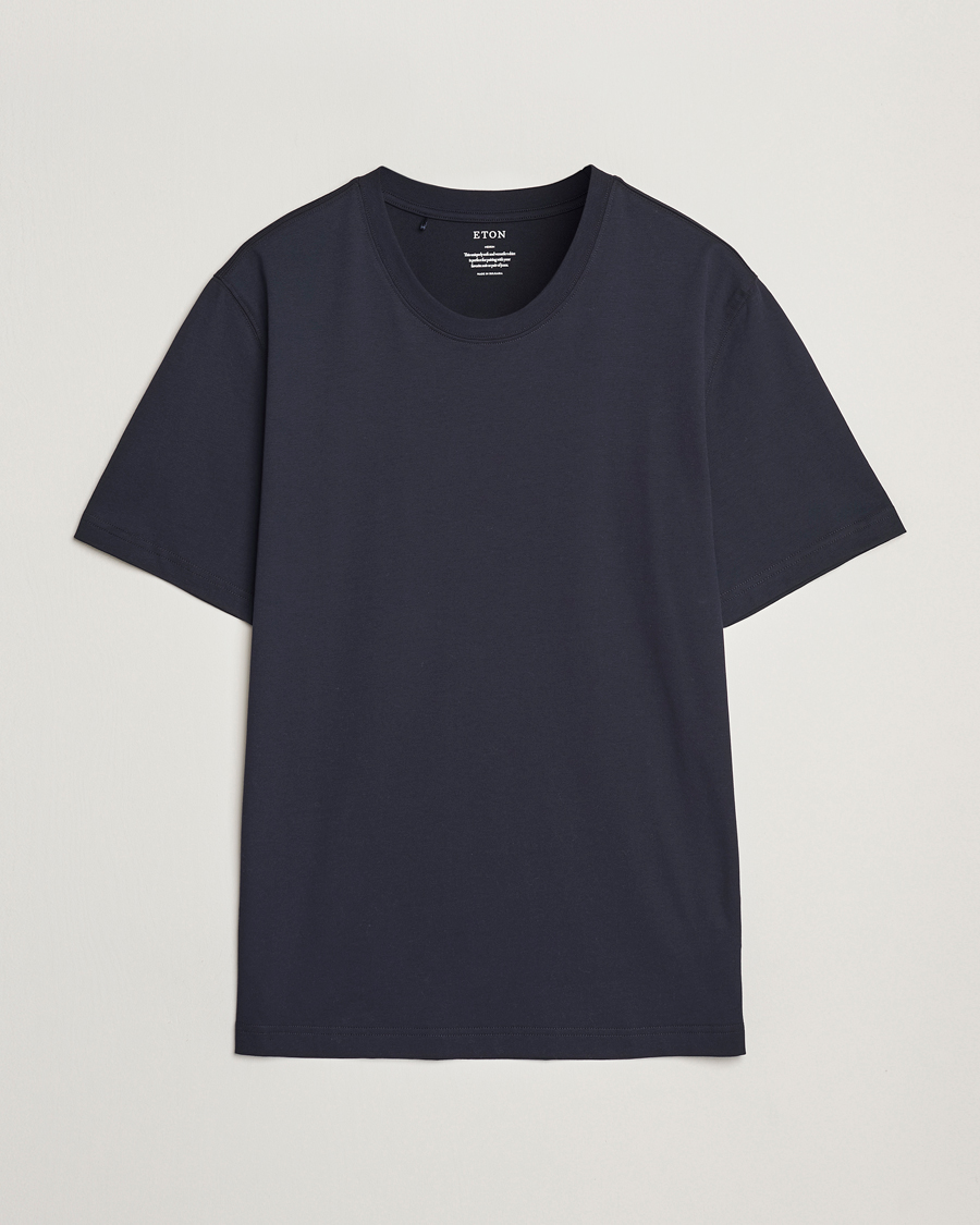 Uomini | T-shirt | Eton | Mercerized Jersey Crew Neck T-Shirt Navy Blue