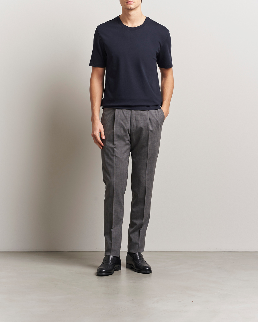 Uomini | T-shirt | Eton | Mercerized Jersey Crew Neck T-Shirt Navy Blue