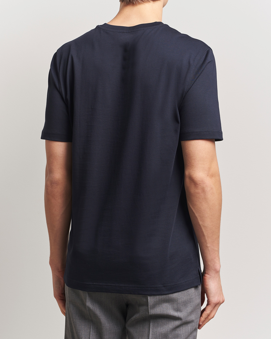 Uomini | T-shirt | Eton | Mercerized Jersey Crew Neck T-Shirt Navy Blue
