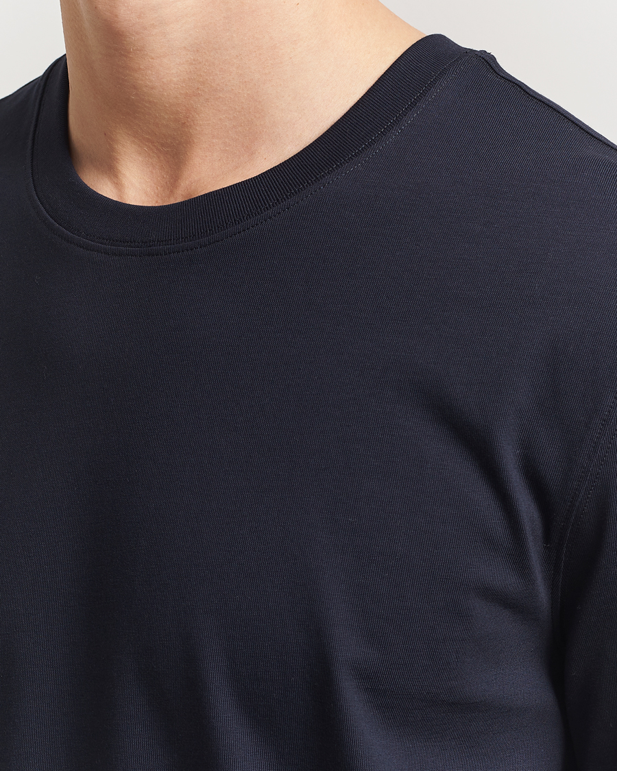 Uomini | T-shirt | Eton | Mercerized Jersey Crew Neck T-Shirt Navy Blue