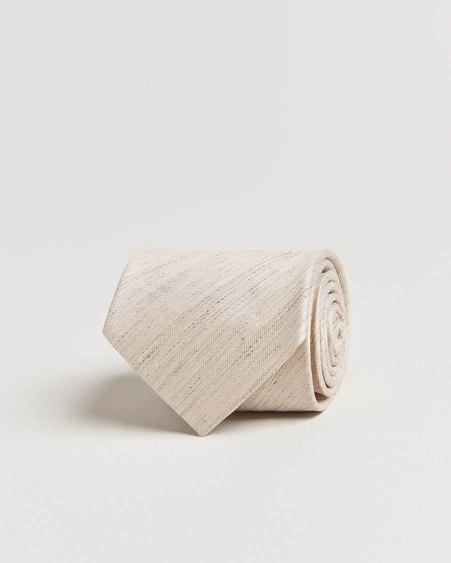 Uomini | Eton Silk/Linen Tie Beige | Eton | Silk/Linen Tie Beige