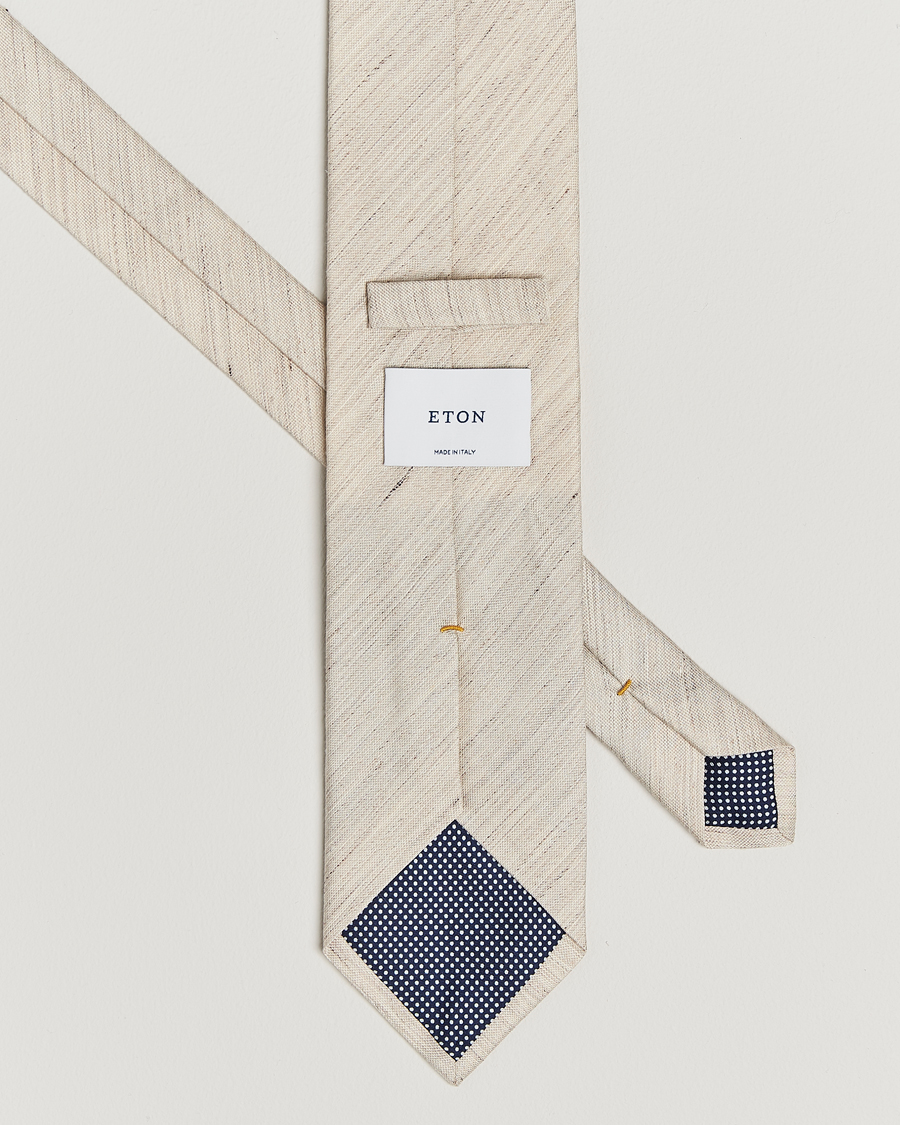 Uomini | Eton Silk/Linen Tie Beige | Eton | Silk/Linen Tie Beige