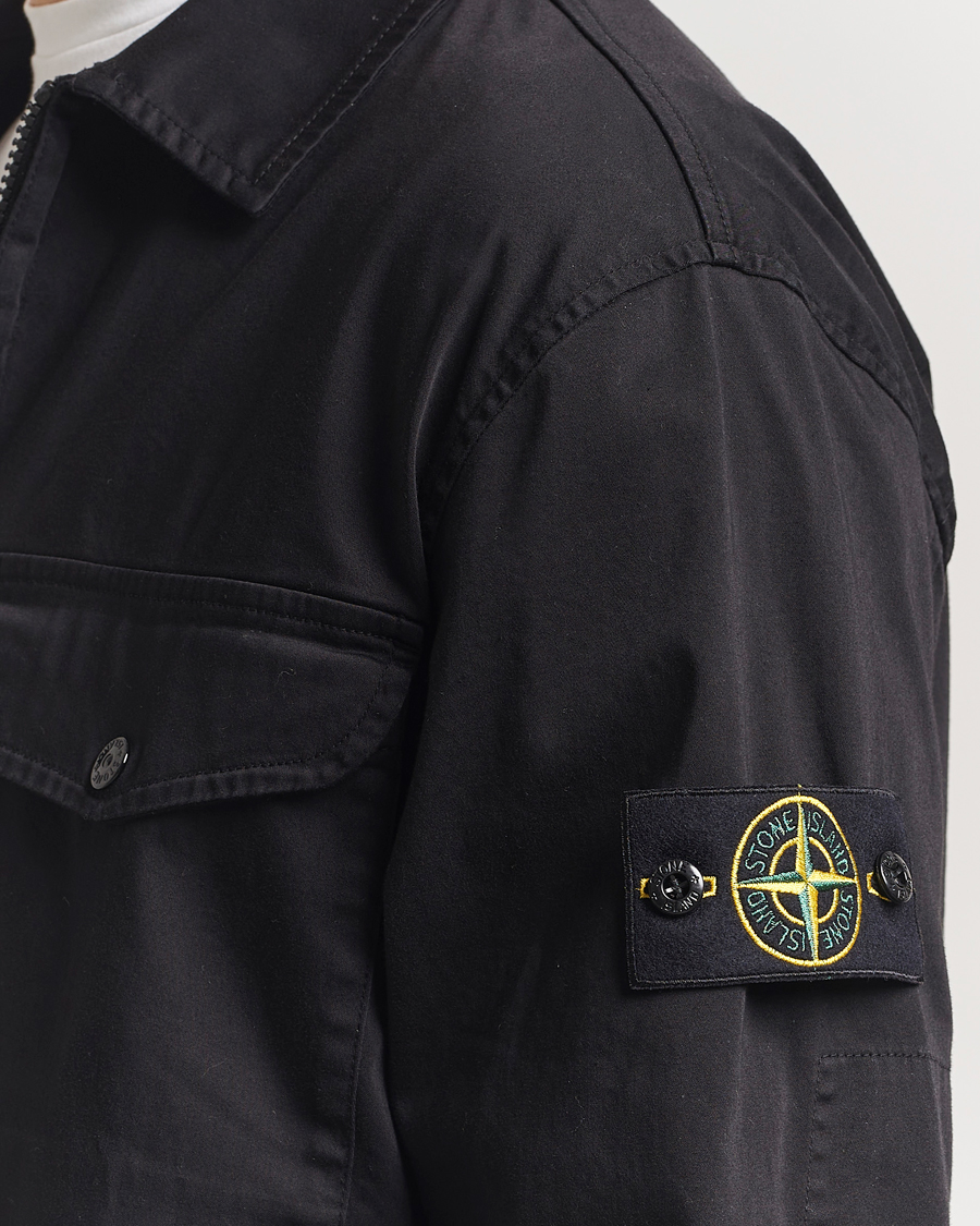 Uomini | Camicie | Stone Island | Cotton Stretch Zip Overshirt Black