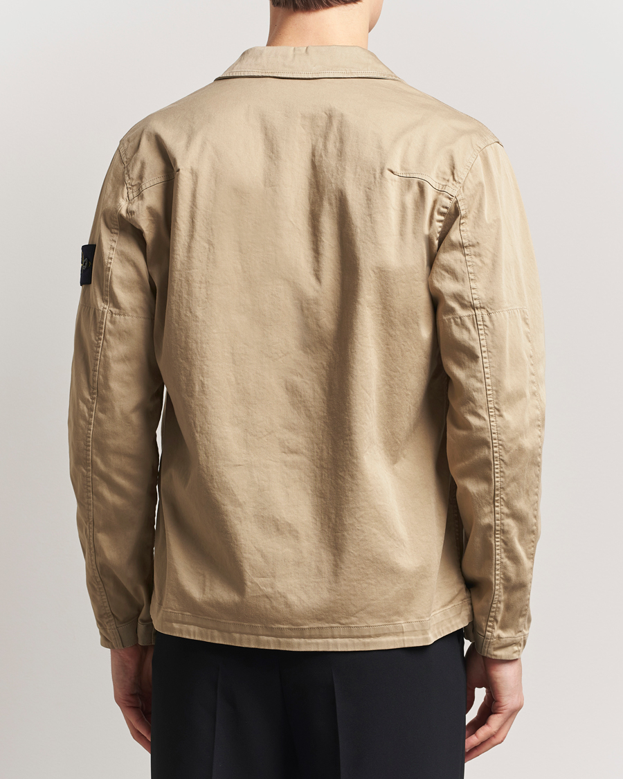 Uomini | Camicie | Stone Island | Cotton Stretch Zip Overshirt Biscuit