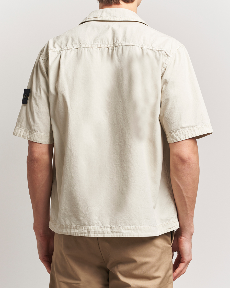 Uomini | Camicie | Stone Island | Cotton Canvas Old Effect Short Sleeve Shirt Sand