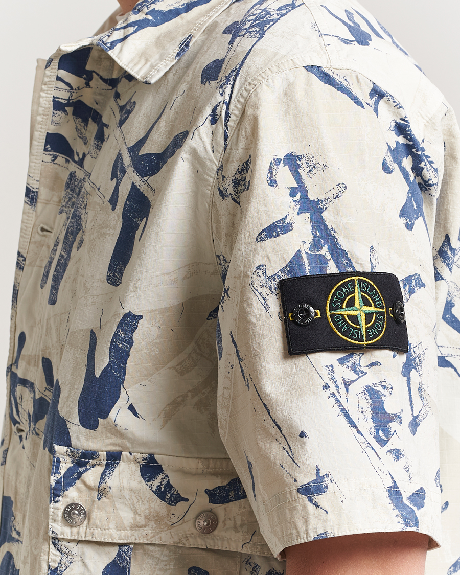 Uomini | Camicie | Stone Island | Stretch Ripstop Camo Short Sleeve Shirt Desert
