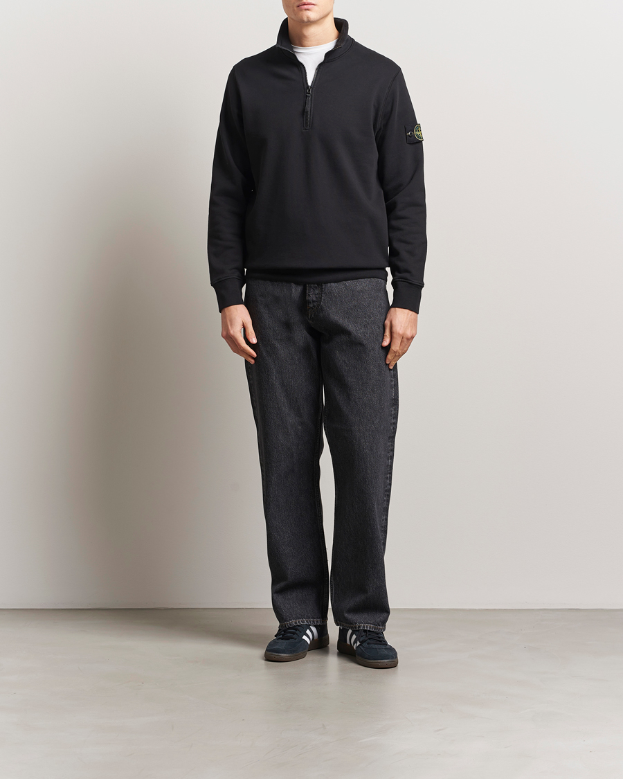 Stone Island Garment Dyed Fleece Half Zip Black su CareOfCarl.it