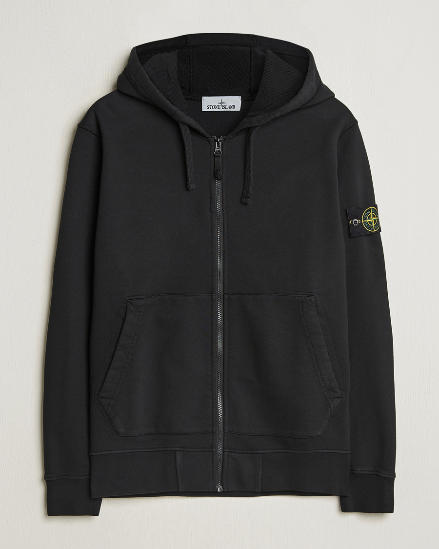 Uomini | Maglieria | Stone Island | Garment Dyed Fleece Full Zip Hood Black