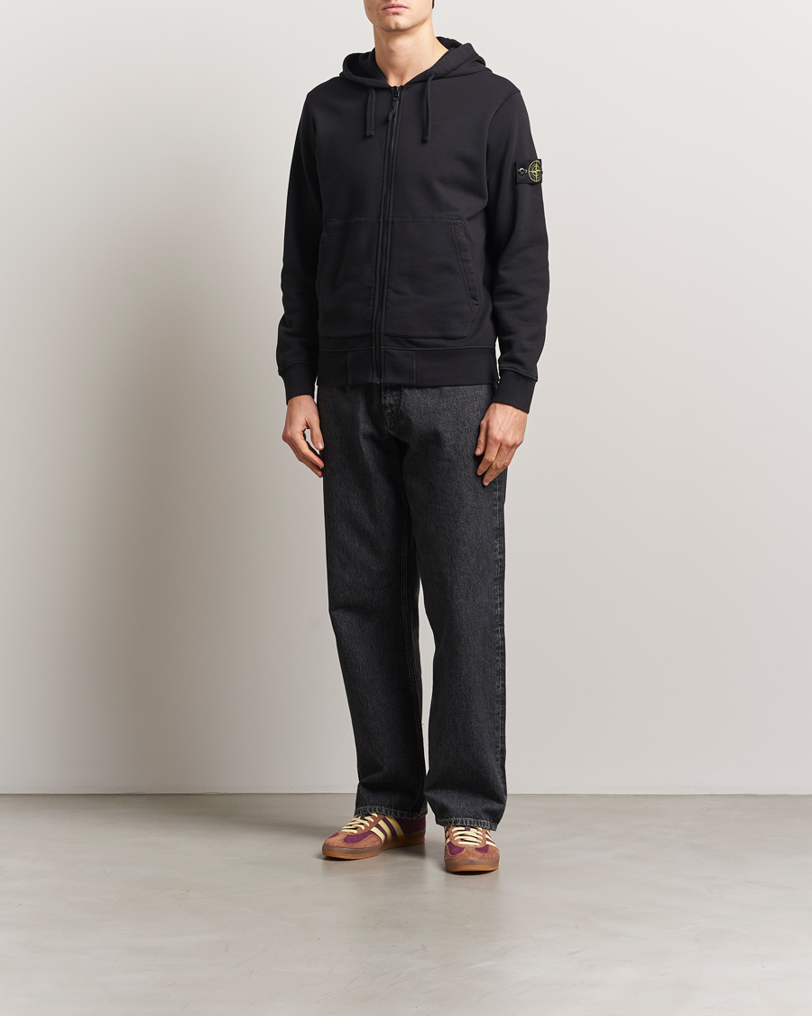 Uomini | Maglieria | Stone Island | Garment Dyed Fleece Full Zip Hood Black