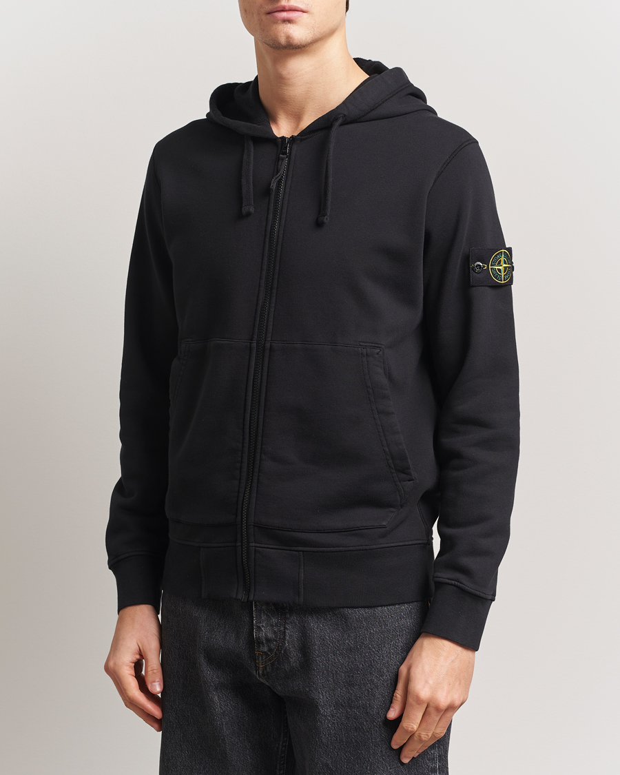 Uomini | Maglieria | Stone Island | Garment Dyed Fleece Full Zip Hood Black
