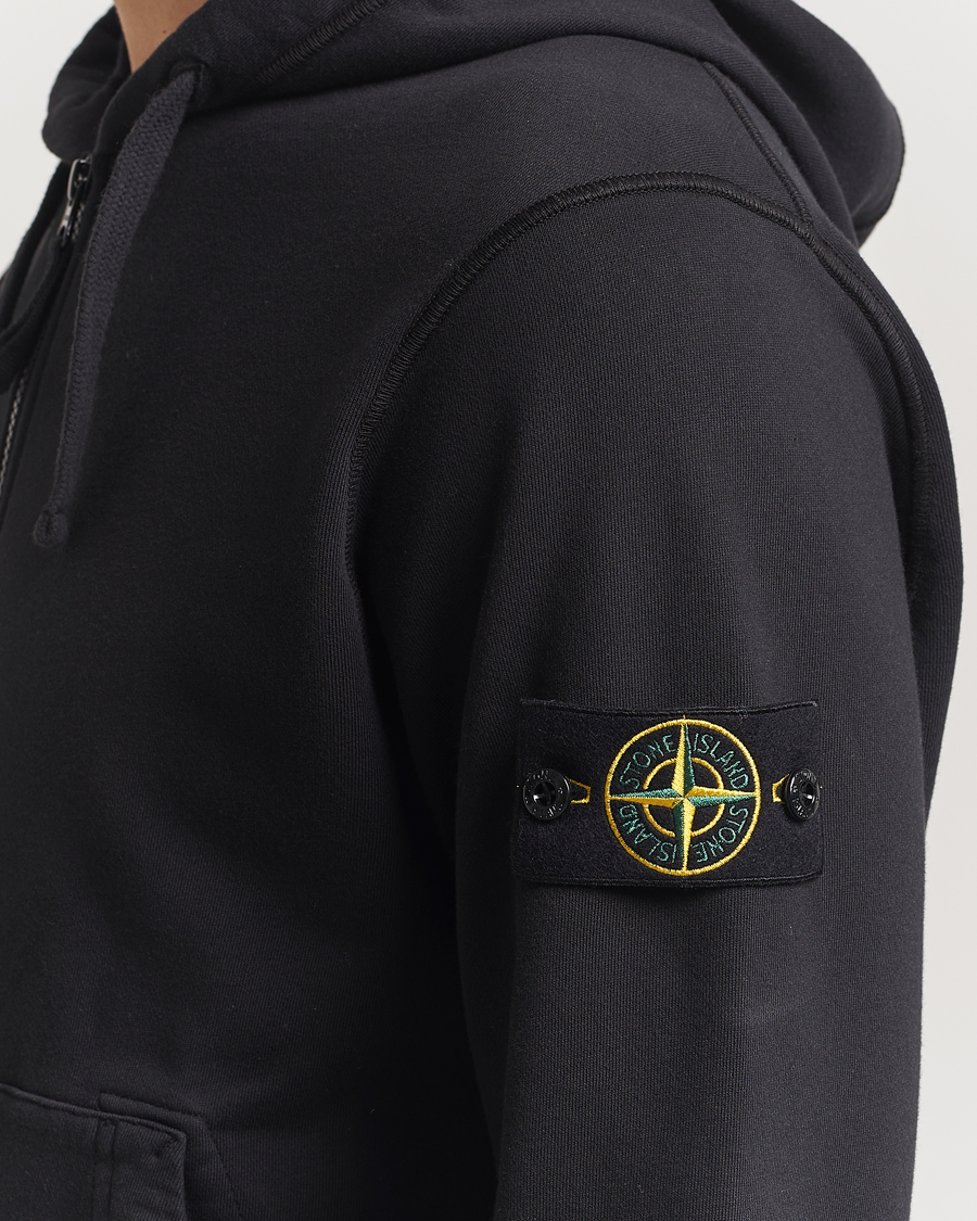 Uomini | Maglieria | Stone Island | Garment Dyed Fleece Full Zip Hood Black