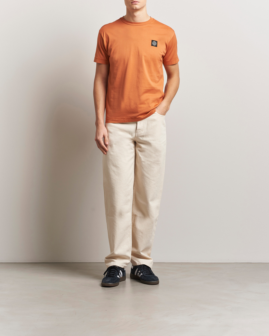Uomini | T-shirt | Stone Island | Garment Dyed Cotton Jersey T-Shirt Sienna