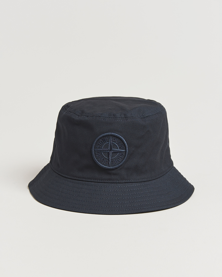 Uomini | Stone Island Logo Bucket Hat Navy Blue | Stone Island | Logo Bucket Hat Navy Blue