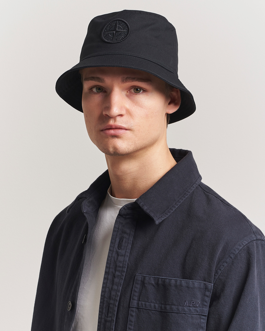 Uomini | Stone Island Logo Bucket Hat Black | Stone Island | Logo Bucket Hat Black