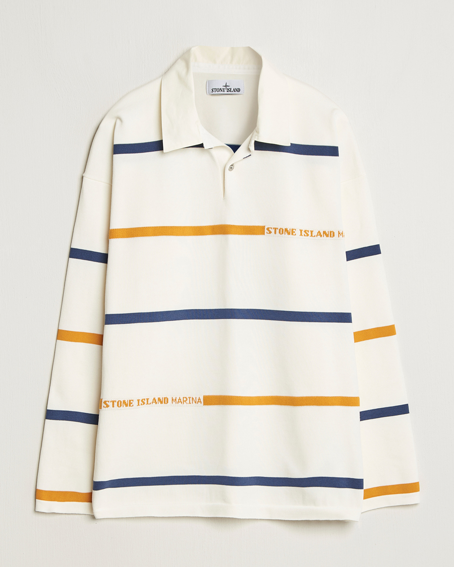 Uomini | Maglieria | Stone Island | Marina Striped Cotton Rugby Ivory