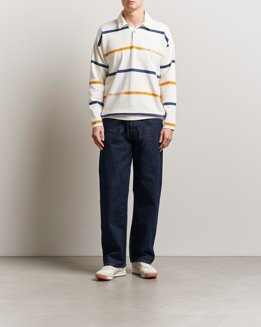 Uomini | Maglieria | Stone Island | Marina Striped Cotton Rugby Ivory