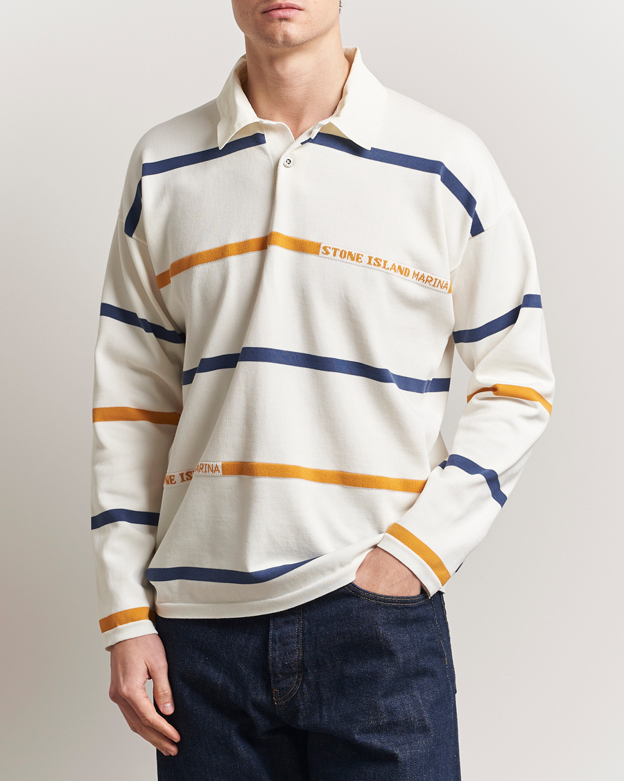 Uomini | Maglieria | Stone Island | Marina Striped Cotton Rugby Ivory