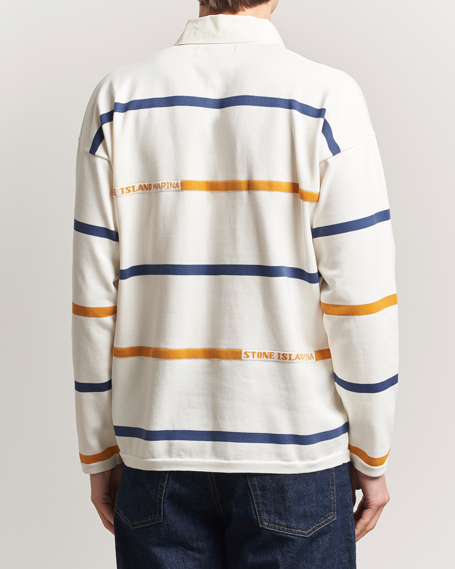 Uomini | Maglieria | Stone Island | Marina Striped Cotton Rugby Ivory